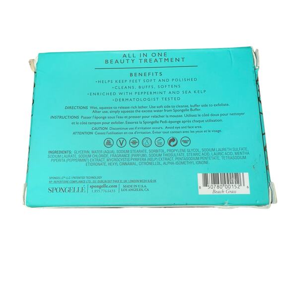 Spongelle PEDI ~ BEACH GRASS Infused Bath Exfoliates Feet Buffer Sponge 3 Oz New - Picture 4 of 5
